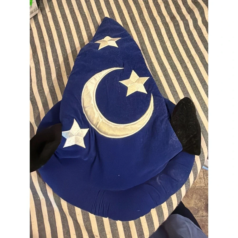 Disney Parks Sorcerer Mickey Mouse Wizard Hat Fantasia Blue Plush Moon Stars